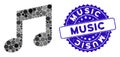 Collage Music Icon with Textured Music Stamp