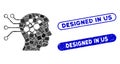 Rectangle Mosaic Neural Computer Links with Scratched Designed in Us Stamps
