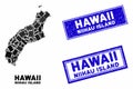 Mosaic Niihau Island Map and Scratched Rectangle Stamps Royalty Free Stock Photo