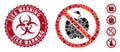 Collage No Apple Fruit Icon with Textured Zika Warning Stamp