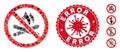 Mosaic No Campfire Icon with Coronavirus Textured Error Stamp