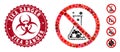 Mosaic No Chemical Reaction Icon with Distress Zika Danger Seal