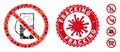 Mosaic No Gas Station Icon with Coronavirus Textured Fracking Seal