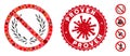 Mosaic No Glory Icon with Coronavirus Grunge Proven Seal
