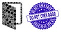 Mosaic Open Door Icon with Scratched Do Not Open Door Seal