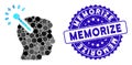 Mosaic Optical Neural Interface Icon with Grunge Memorize Seal