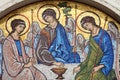 Mosaic over the entrance of the Holy Trinity Orthodox Church in Budva, Montenegro Royalty Free Stock Photo