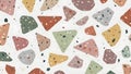 Light terrazzo mosaic pattern with colorful geometric shards Royalty Free Stock Photo
