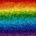 Mosaic pattern featuring a spectrum of colors arranged horizontally. The design