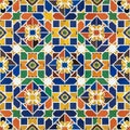 Mosaic pattern featuring vibrant interlocking shapes in a complex Royalty Free Stock Photo
