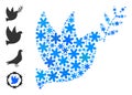 Frost Mosaic Peace Dove Icon with Snowflakes