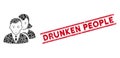 People Mosaic and Distress Drunken People Stamp Seal with Lines Royalty Free Stock Photo