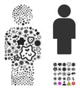 Mosaic Person Icon of Flu Microbes