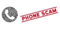 Phone Number Mosaic and Distress Phone Scam Stamp Seal with Lines Royalty Free Stock Photo
