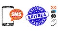 Mosaic Phone SMS Icon with Distress Eritrea Stamp
