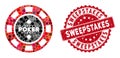 Mosaic Poker Casino Chip with Distress Sweepstakes Seal Royalty Free Stock Photo