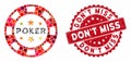 Mosaic Poker Casino Chip with Grunge Don`T Miss Stamp