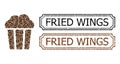 Fried Wings Distress Rubber Stamps with Notches and Popcorn Bucket Collage of Coffee Grain