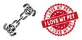 Collage Puppy Chain with Grunge I Love My Pet Stamp