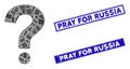 Question Mosaic and Grunge Rectangle Pray for Russia Stamp Seals Royalty Free Stock Photo