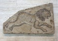 Mosaic rampant lion on display in the Kimbell Art Museum in Fort Worth, Texas.