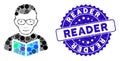 Mosaic Reader Student Icon with Distress Reader Stamp