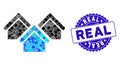 Mosaic Real Estate Icon with Textured Real Seal