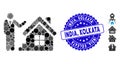 Mosaic Realty Agent Icon with Textured India, Kolkata Stamp