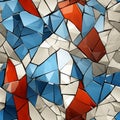 a mosaic of red white and blue pieces of glass