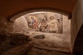 The mosaic on a religious theme in the lower hall of the St. Josephs Church in Nazareth, northern Israel