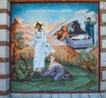 Mosaic with religious theme on monastery wall