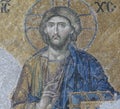 Mosaic with the representation of Christ Pantocrator. Hagia Soph Royalty Free Stock Photo