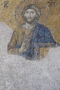 Mosaic with the representation of Christ Pantocrator. Hagia Sophia at Istanbul, Turkey Royalty Free Stock Photo