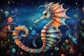 Mosaic representation of a seahorse Royalty Free Stock Photo