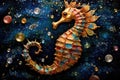 Mosaic representation of a seahorse