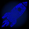 Mosaic Rocket Launch of Service Tools in Blue Colors Royalty Free Stock Photo