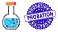 Mosaic Round Retort Icon with Scratched Probation Stamp