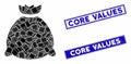 Sack Bag Mosaic and Grunge Rectangle Core Values Watermarks Royalty Free Stock Photo