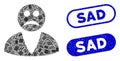 Rectangle Mosaic Sad User with Textured Sad Seals Royalty Free Stock Photo
