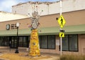 Mosaic sculpture with no artist identification on Jefferson Street in Oak Cliff, Dallas.