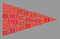 Secrecy Red Triangle Flag - Mosaic of Lock Icons Royalty Free Stock Photo