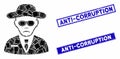 Security Agent Mosaic and Distress Rectangle Anti-Corruption Stamps Royalty Free Stock Photo