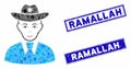 Sheriff Mosaic and Grunge Rectangle Ramallah Stamps