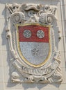 Mosaic shield of renowned port city South Hampton at the facade of United States Lines-Panama Pacific Lines Building