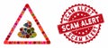Collage Shit Warning with Scratched Scam Alert Stamp