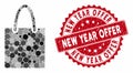 Mosaic Shopping Bag with Scratched New Year Offer Stamp