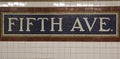 Mosaic sign at The Fifth Avenue Subway Station in Manhattan Royalty Free Stock Photo