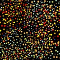 Mosaic simple seamless pattern polka dot confetti on black background. Vector Royalty Free Stock Photo