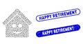 Oval Mosaic Smile Home with Grunge Happy Retirement Stamps