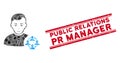 Social Networker Mosaic and Grunge Public Relations Pr Manager Stamp Seal with Lines Royalty Free Stock Photo